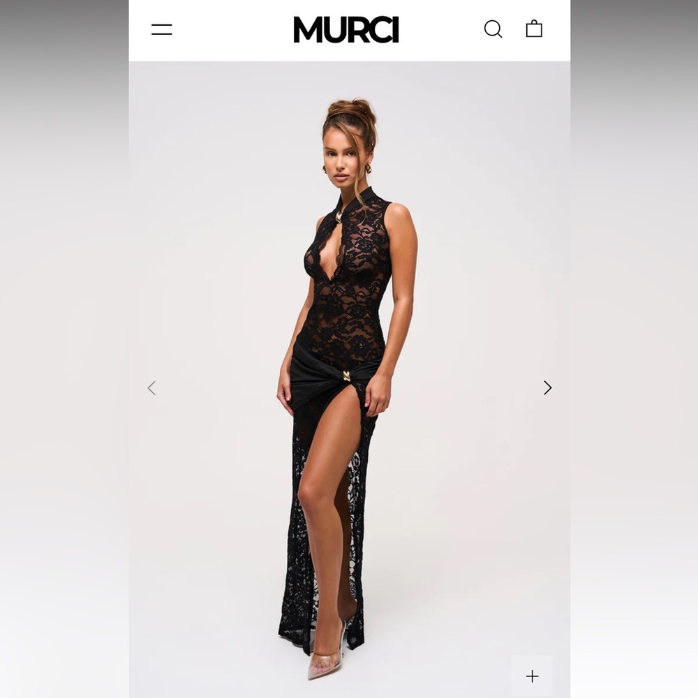Murci- LACE KEYHOLE MAXI DRESS IN BLACK